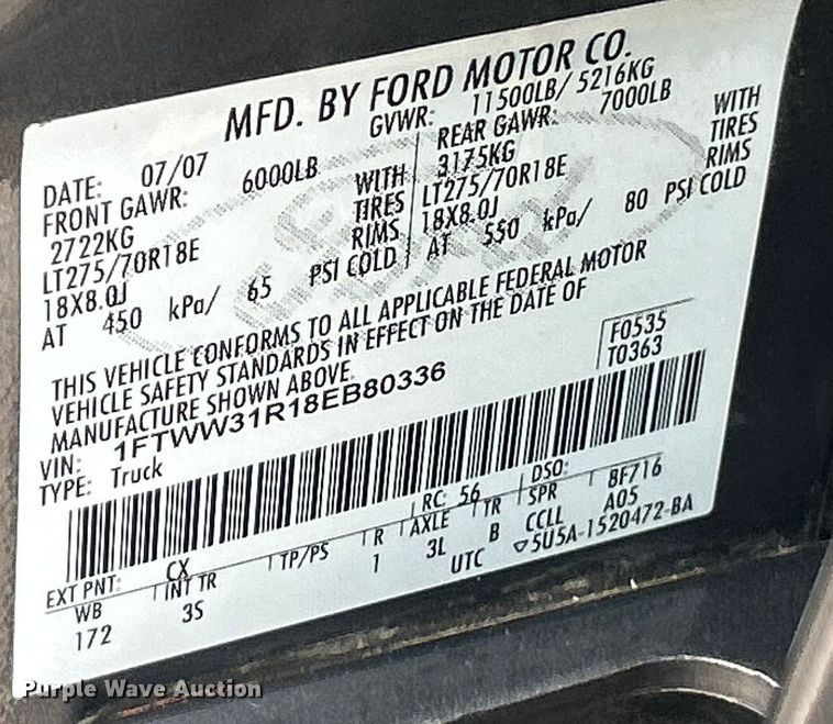 image for item ET6751 2008 Ford F350 Super Duty Crew Cab pickup truck