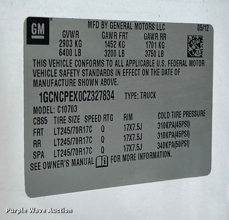 image for item ET6755 2012 Chevrolet Silverado 1500 pickup truck