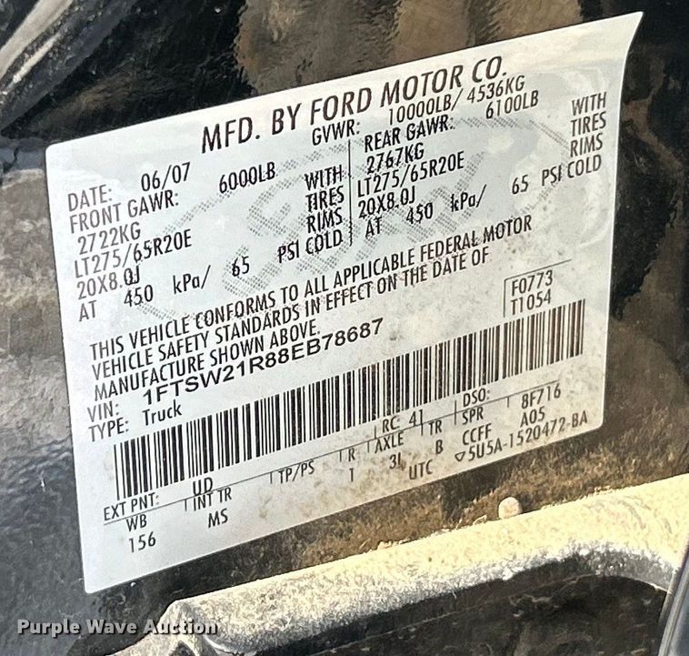 image for item ET6756 2008 Ford F250 Super Duty Crew Cab pickup truck