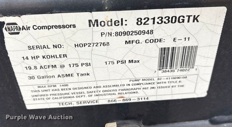 image for item ET7338 Napa 821330GTK air compressor