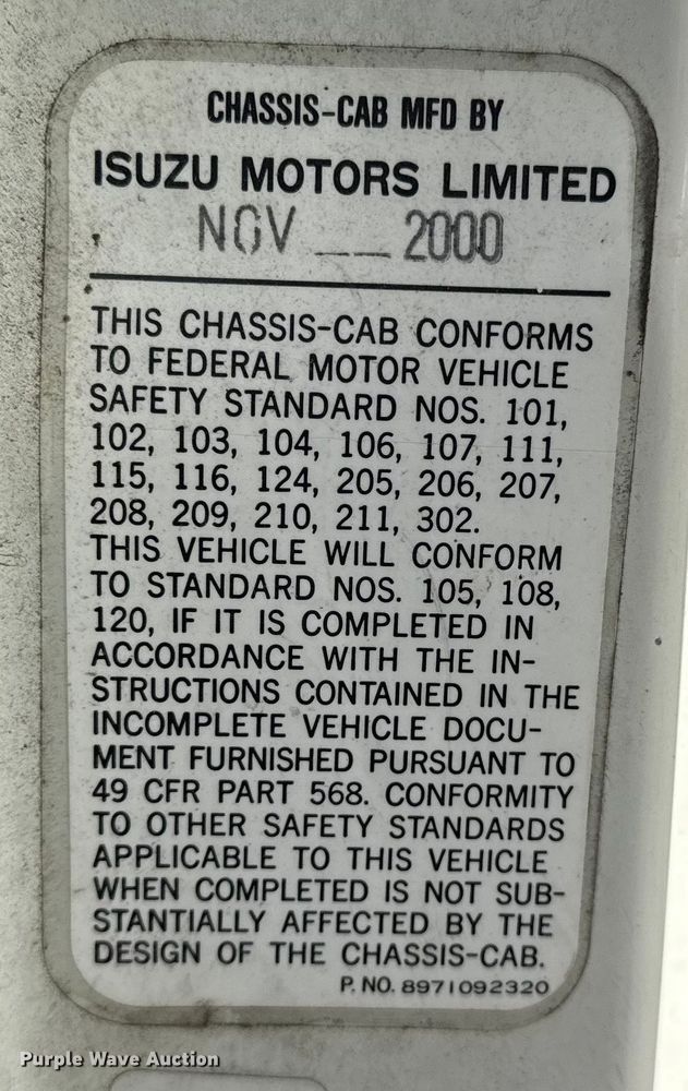 image for item EU4020 2001 Chevrolet W3500 box truck