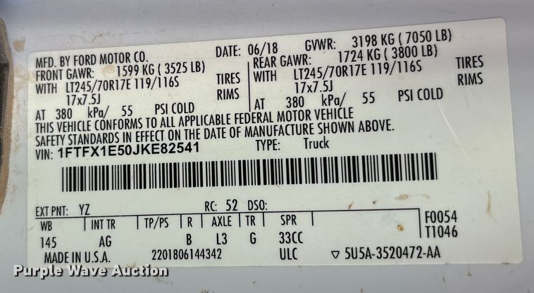 image for item EU4732 2018 Ford F150 SuperCab pickup truck