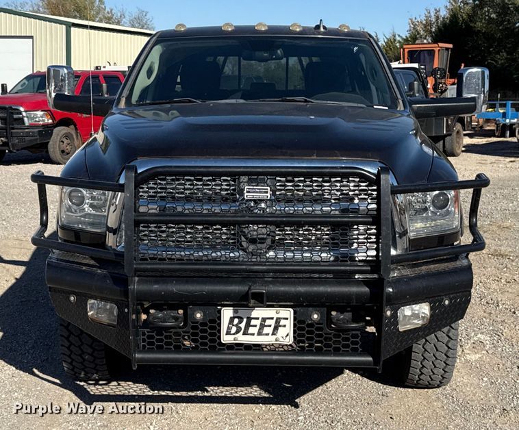 image for item EU5399 2016 RAM 3500 Crew Cab flatbed pickup truck