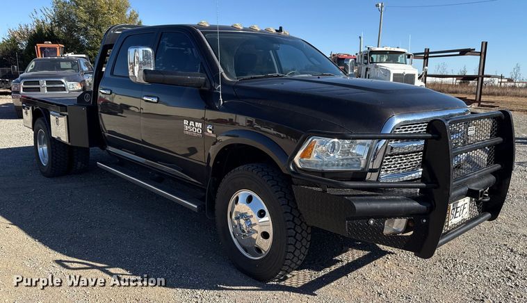 image for item EU5399 2016 RAM 3500 Crew Cab flatbed pickup truck