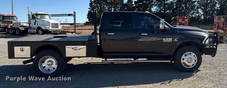 image for item EU5399 2016 RAM 3500 Crew Cab flatbed pickup truck