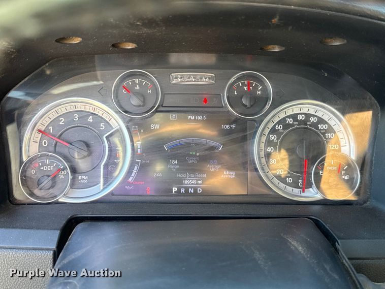 image for item EU5399 2016 RAM 3500 Crew Cab flatbed pickup truck