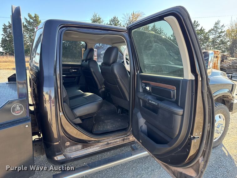 image for item EU5399 2016 RAM 3500 Crew Cab flatbed pickup truck