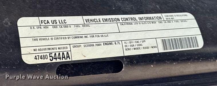 image for item EU5399 2016 RAM 3500 Crew Cab flatbed pickup truck