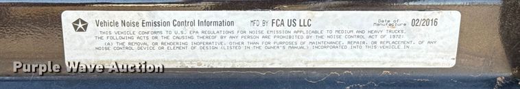 image for item EU5399 2016 RAM 3500 Crew Cab flatbed pickup truck