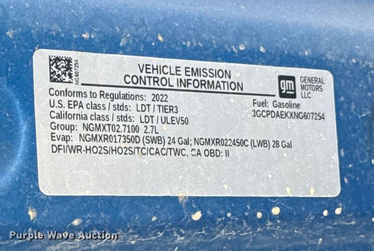 image for item EU5464 2022 Chevrolet Silverado 1500 Crew Cab pickup truck