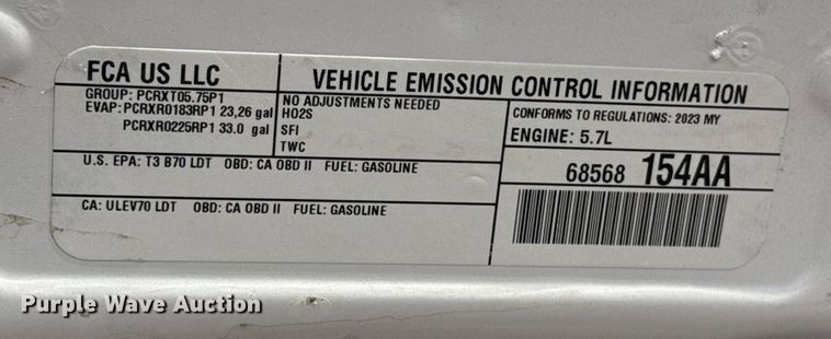 image for item EU5466 2023 RAM 1500 Crew Cab pickup truck