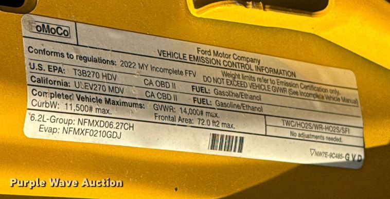 image for item EU5467 2022 Ford F350 Super Duty utility bed pickup truck