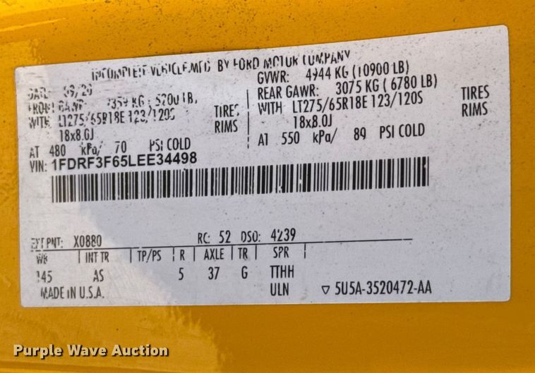 image for item EU5468 2020 Ford F350 Super Duty utility bed pickup truck