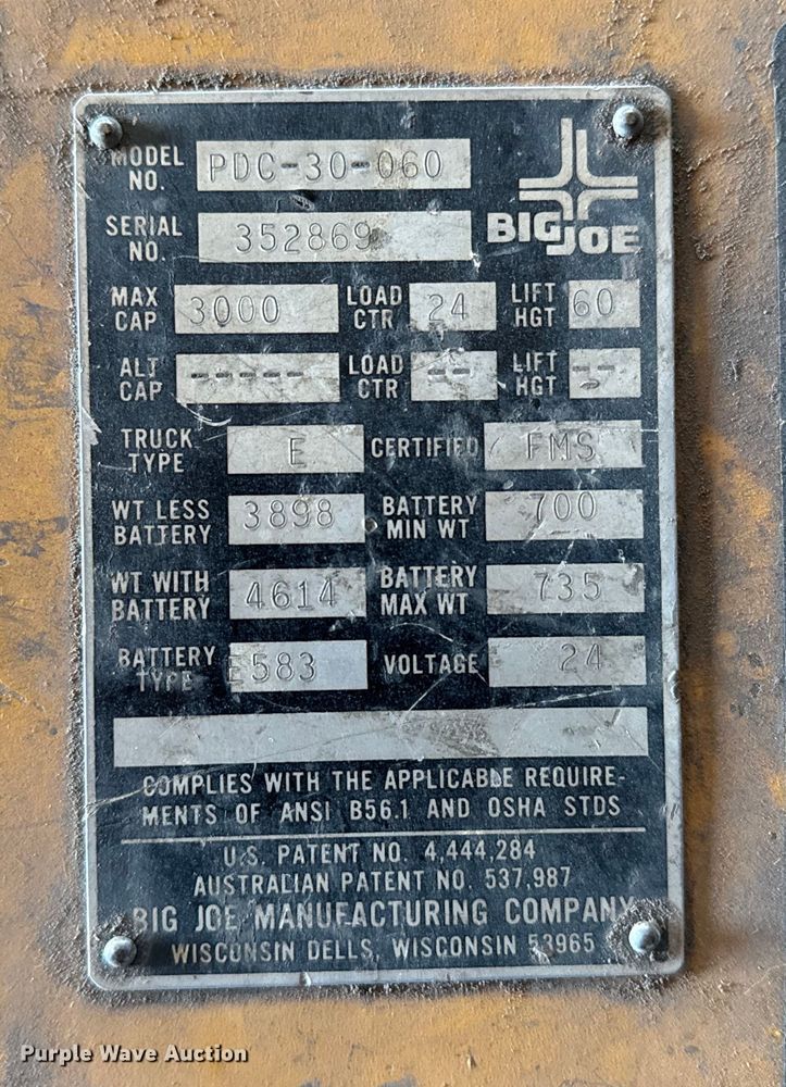 image for item EU6394 Big Joe pallet stacker