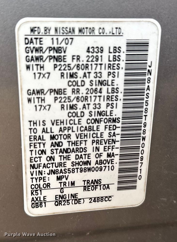 image for item EU6412 2008 Nissan Rogue SUV