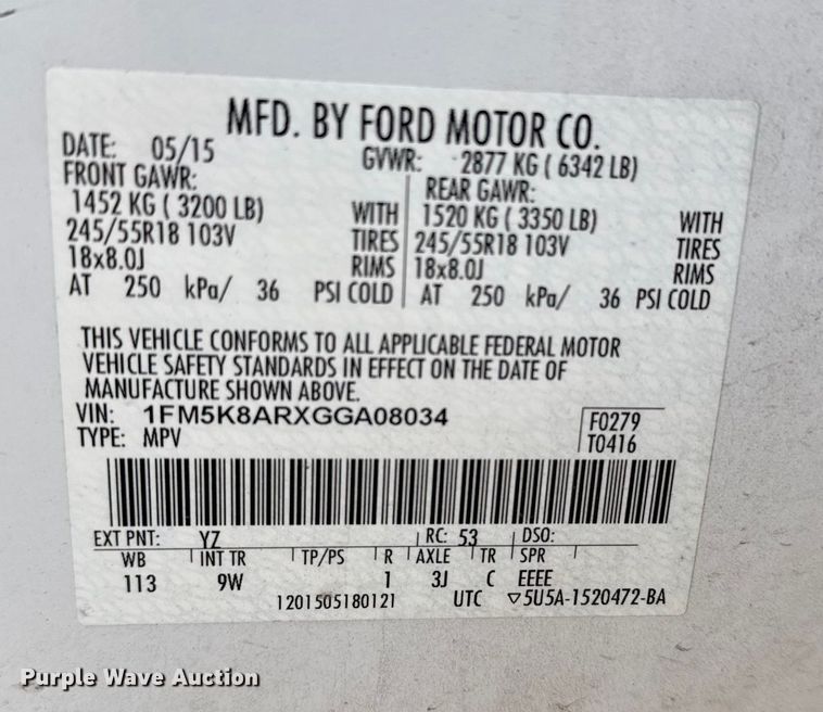 image for item EU6416 2016 Ford Explorer Police Interceptor SUV