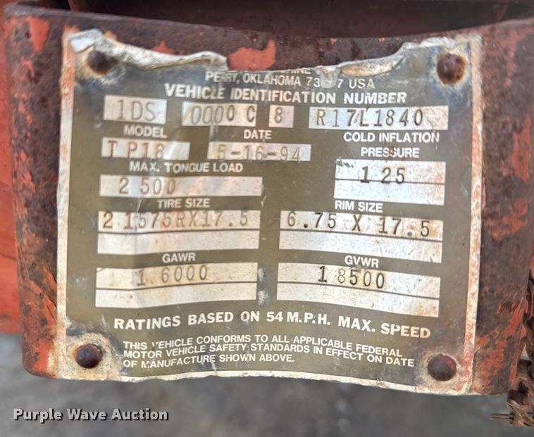 image for item EU6444 1994 Ditch Witch TP18 tilt deck equipment trailer