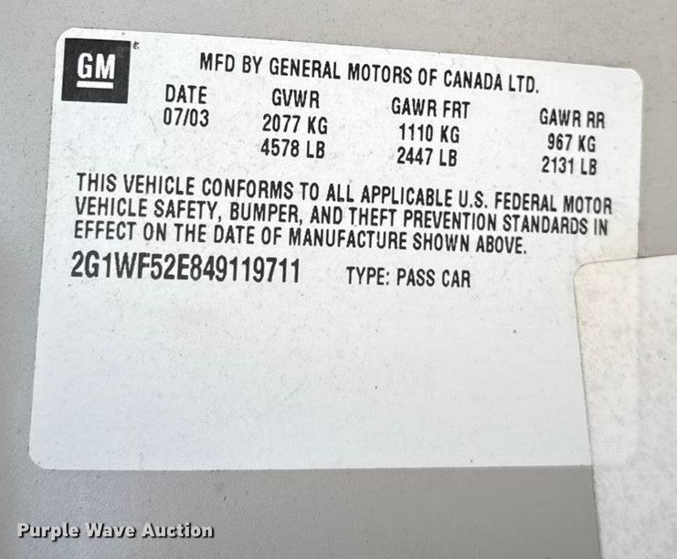 image for item EU6449 2004 Chevrolet Impala 