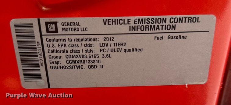 image for item EU6450 2012 Chevrolet Camaro 