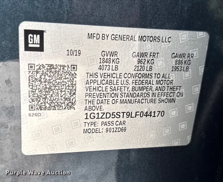 image for item EU6451 2020 Chevrolet Malibu 