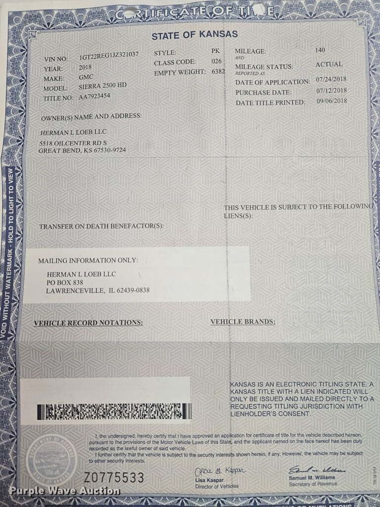 image for item EU6456 2018 GMC Sierra 2500HD Double Cab flatbed pickup truck