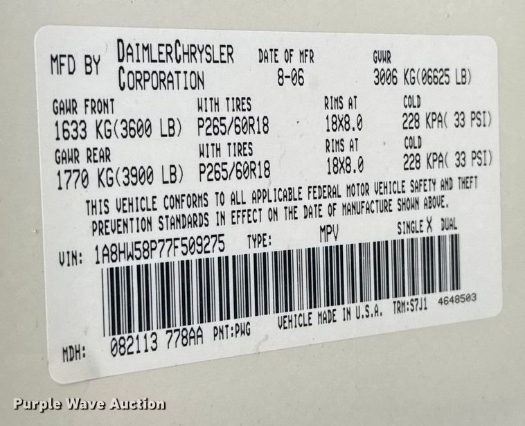 image for item EU6460 2007 Chrysler Aspen SUV