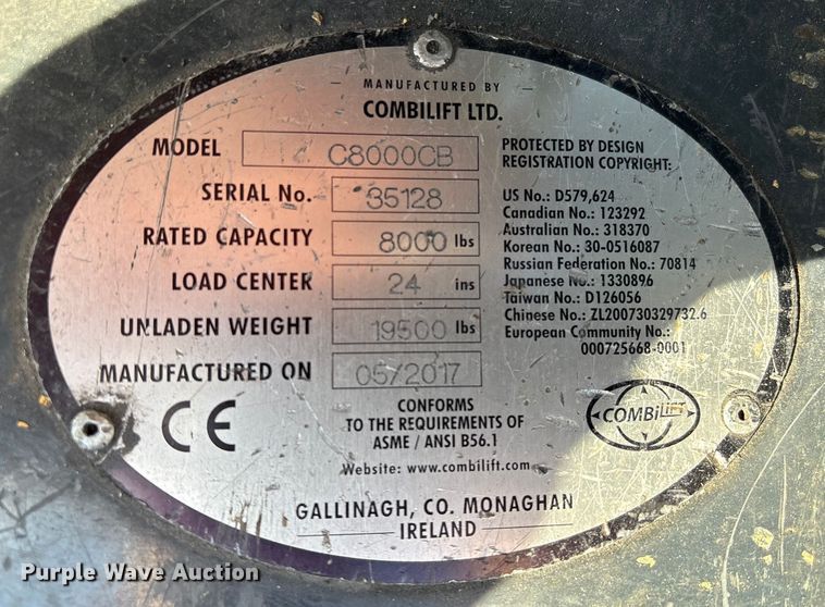 image for item EU7087 2017 Combilift CB8000 forklift