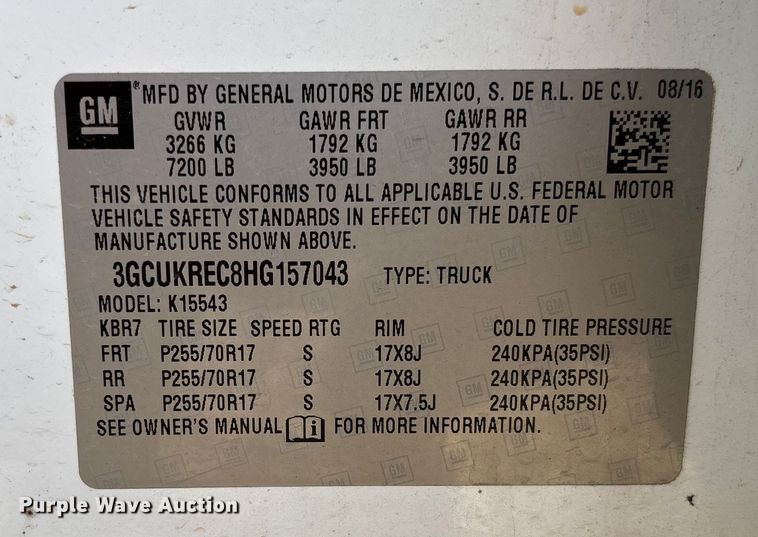 image for item EV3308 2017 Chevrolet Silverado 1500 Crew Cab pickup truck