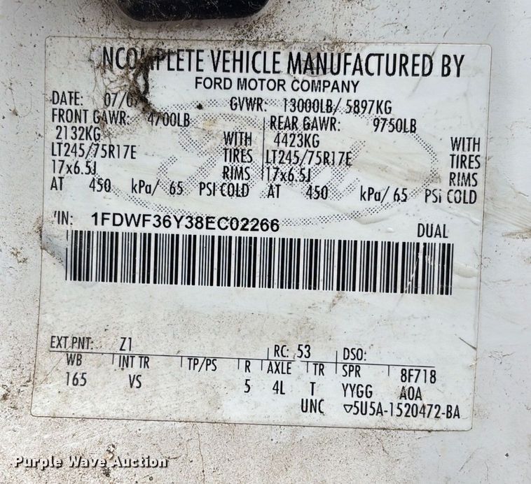 image for item EV3340 2008 Ford F350 XL Super Duty utility bed pickup truck