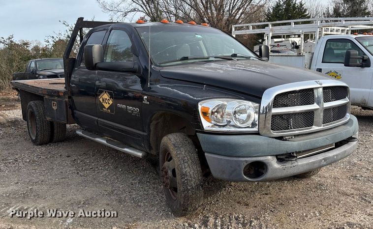 image for item EV3341 2006 Dodge Ram 3500 Quad Cab flatbed pickup truck