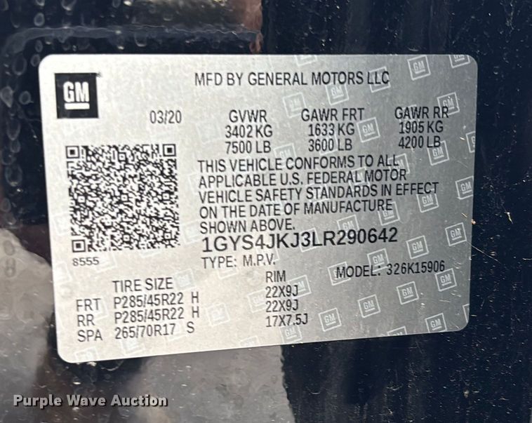 image for item EV3342 2020 Cadillac Escalade ESV SUV