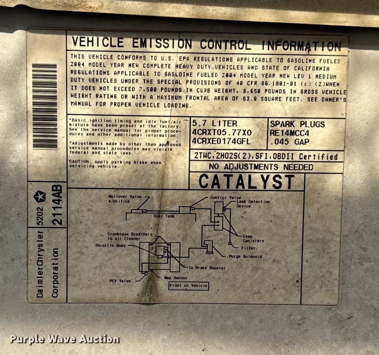 image for item EV3459 2004 Dodge Ram 2500 flatbed pickup truck