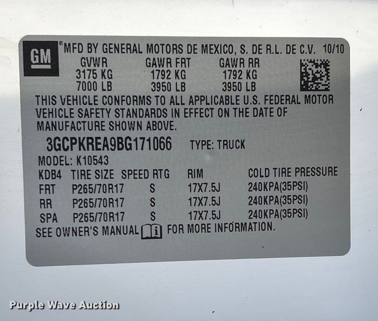 image for item EV3461 2011 Chevrolet Silverado 1500 Crew Cab pickup truck