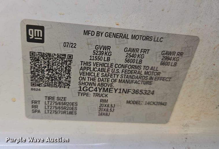 image for item EV4397 2022 Chevrolet Silverado 2500HD Crew Cab pickup truck