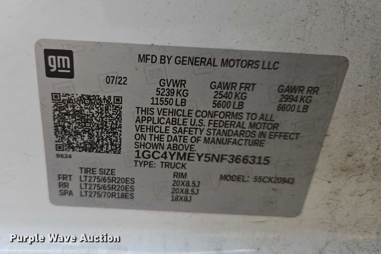 image for item EV4398 2022 Chevrolet Silverado 2500HD Crew Cab pickup truck