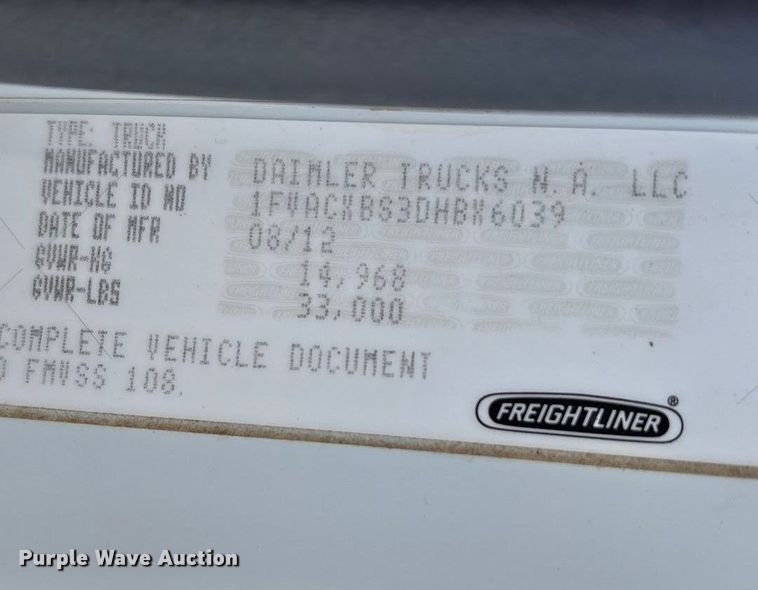 image for item FG1502 2013 Freightliner Business Class M2 dump truck