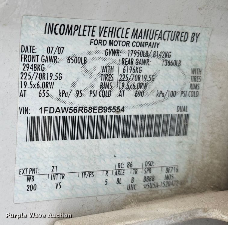 image for item FG1504 2008 Ford F550 Super Duty utility / service truck