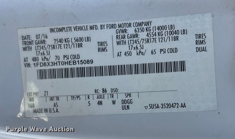 image for item FG1507 2017 Ford F350 SuperCab utility bed pickup truck