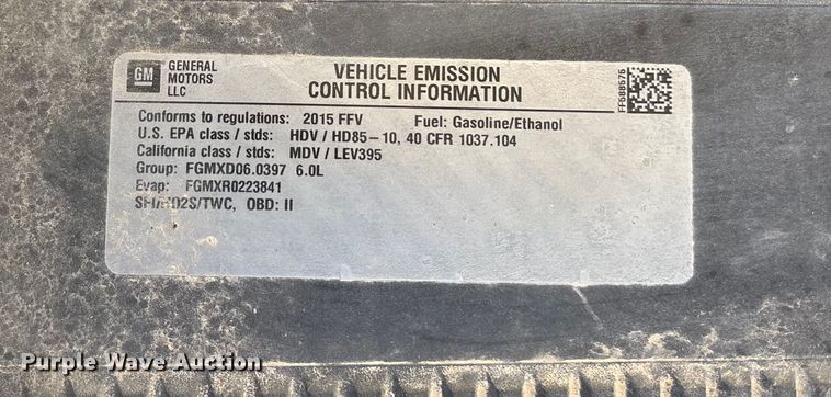 image for item FG1539 2015 Chevrolet Silverado 2500HD Crew Cab pickup truck cab and chassis