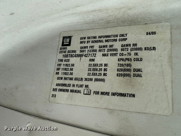 image for item FG1542 2006 Chevrolet C8500 truck cab and chassis