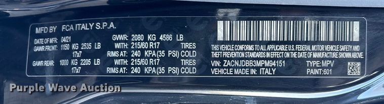 image for item FG1570 2021 Jeep Renegade SUV