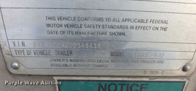 image for item FI0706 2014 Wilson RSDCL402 livestock trailer