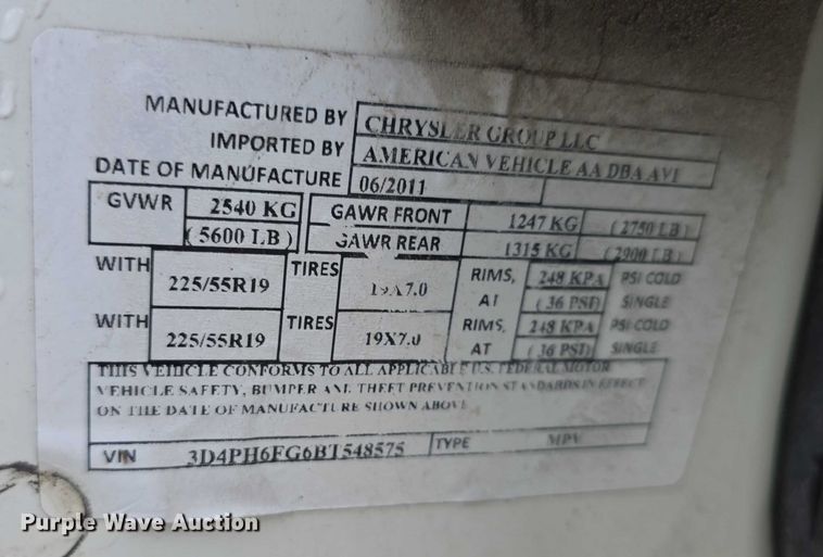 image for item FI0722 2011 Dodge Journey R/T van