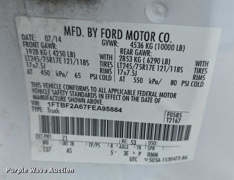 image for item FI0724 2015 Ford F250 Super Duty pickup truck