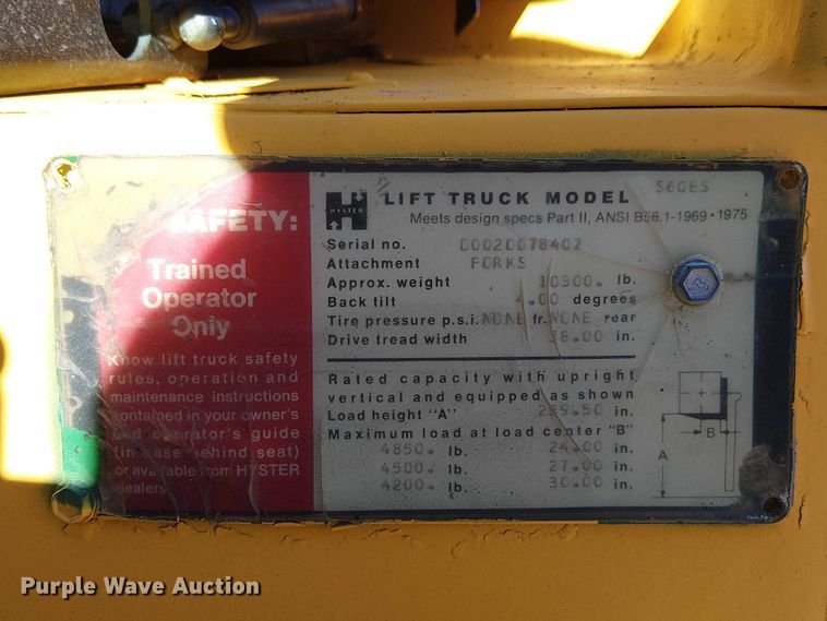 image for item FK0697 Hyster S60ES forklift
