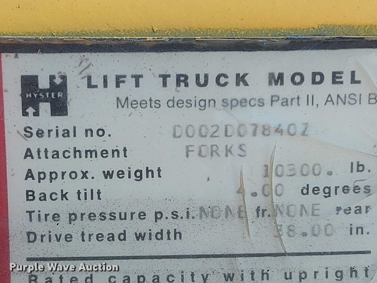 image for item FK0697 Hyster S60ES forklift