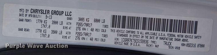 image for item FK0723 2014 RAM 1500 Crew Cab pickup truck