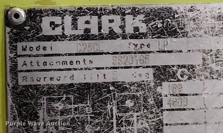 image for item FK0732 Clark C25CL forklift