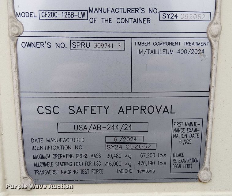 image for item FK0741 2024 CF20C-128B-LW shipping container