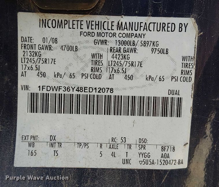 image for item FK0803 2008 Ford F350 Super Duty utility bed pickup truck